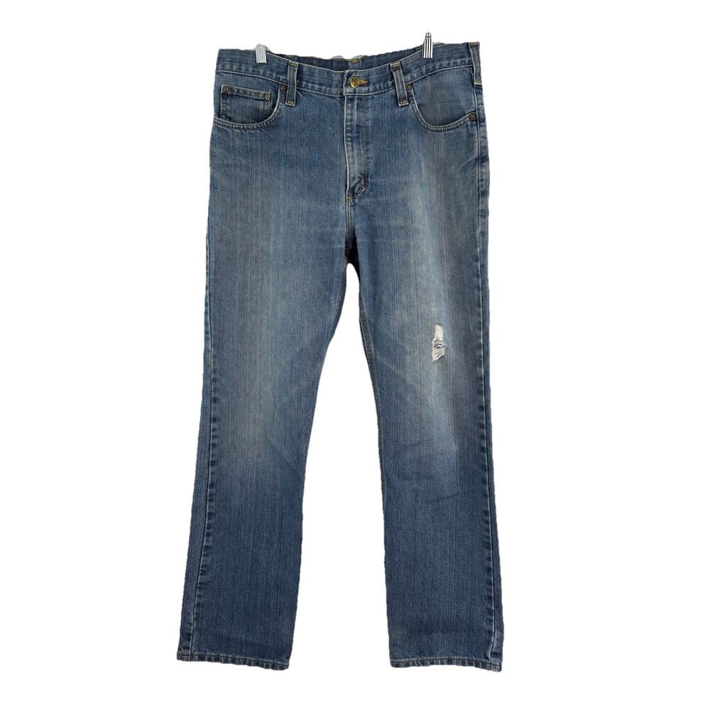 Carhartt Jeans Mens 36x32 Blue Denim Straight Leg Medium Wash Work Wear Cotton